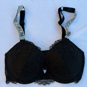 Victoria’s Secret Black Lace Shine Strap Push-Up Bra